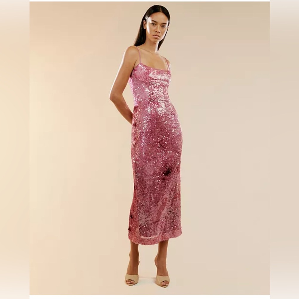 Bardot Sequin Midi Dress Pink